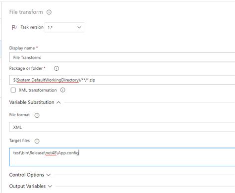 Another way is that you can replace the value in configure <b>file</b> through Replace Tokens extension. . File transform task azure devops xml